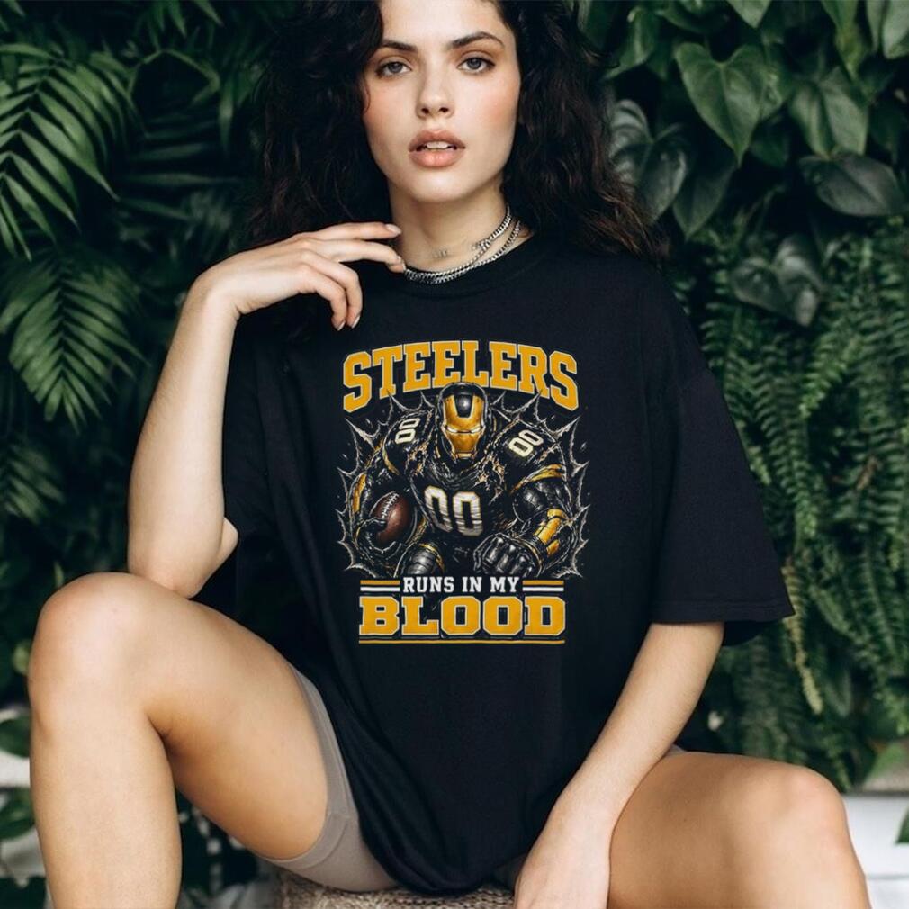 Steelers Football Runs In My Blood Vintage Retro Sports Fan Apparel For Men Women Shirt