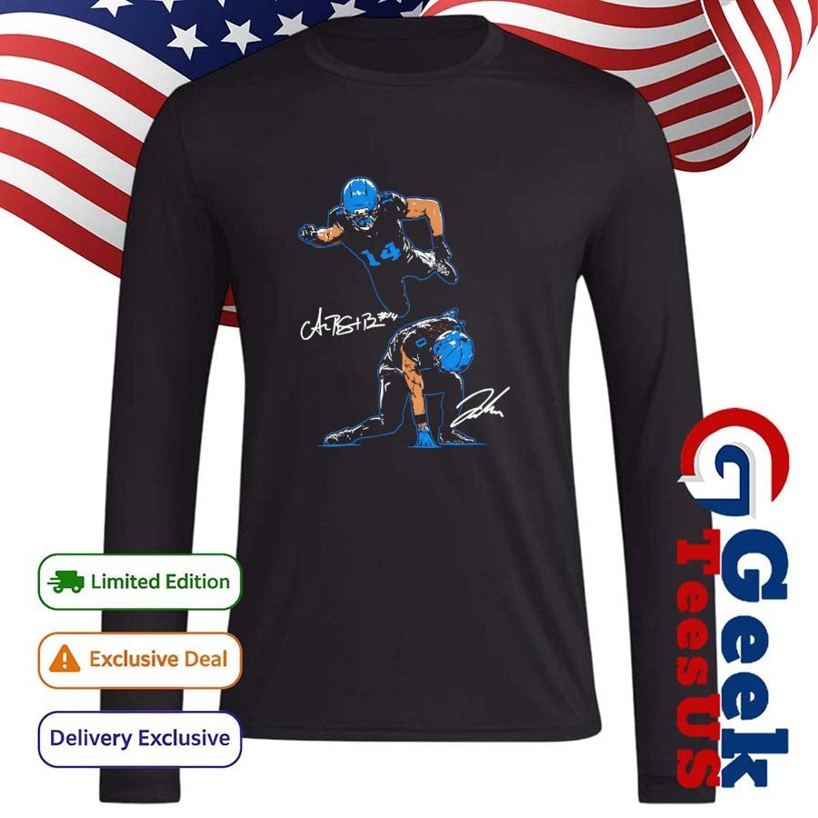 Superheroes Amon-Ra St. Brown and Jahmyr Gibbs Detroit Lions football signature shirt Unisex , , , Long Sleeve Tee