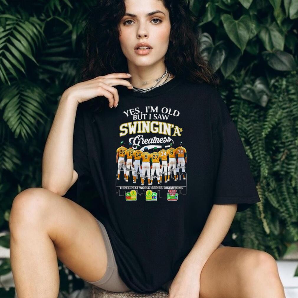 Swingin A’s Greatness Oakland Baseball Three Peat Champions T Shirt