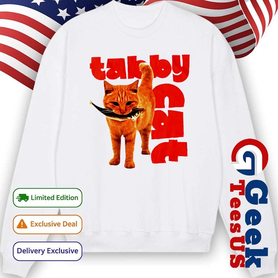 Tabby cat with fish shirt Unisex , , , Long Sleeve Tee