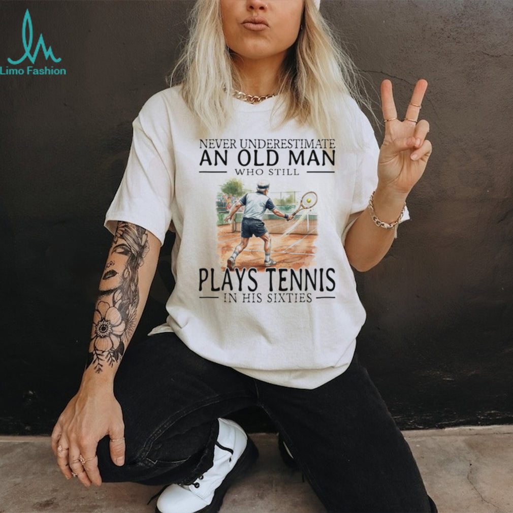 Tennis Player Old Man in His Sixties Sports Graphic T Shirt