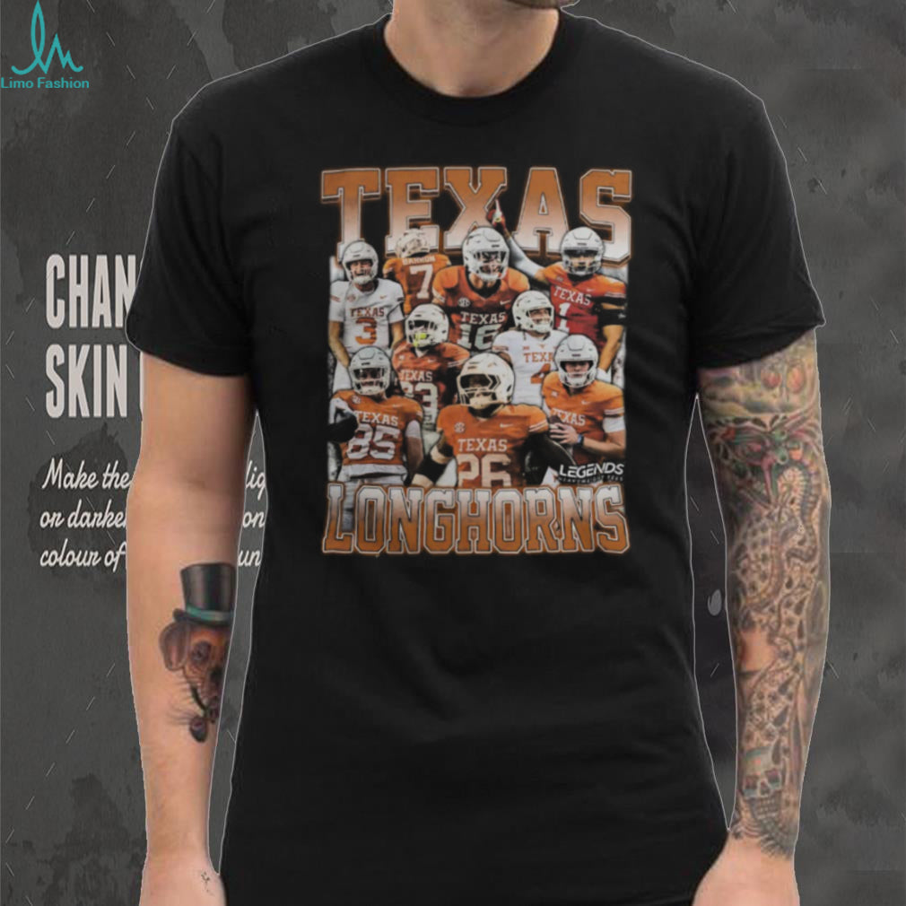 Texas Longhorns Football Legends Collage Vintage Graphic T Shirt