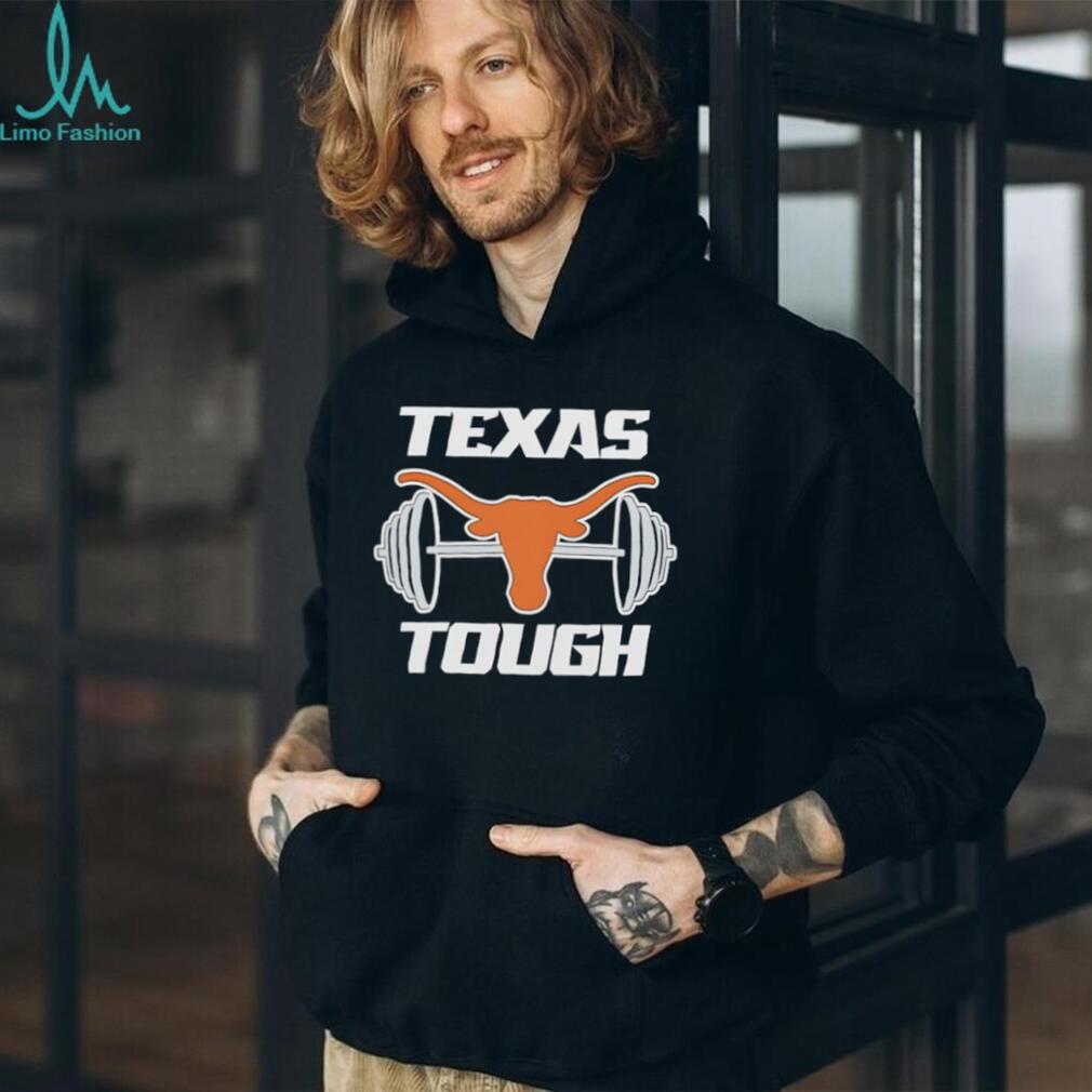 Texas Tough Longhorns Weightlifting Barbell Graphic Black T Shirt