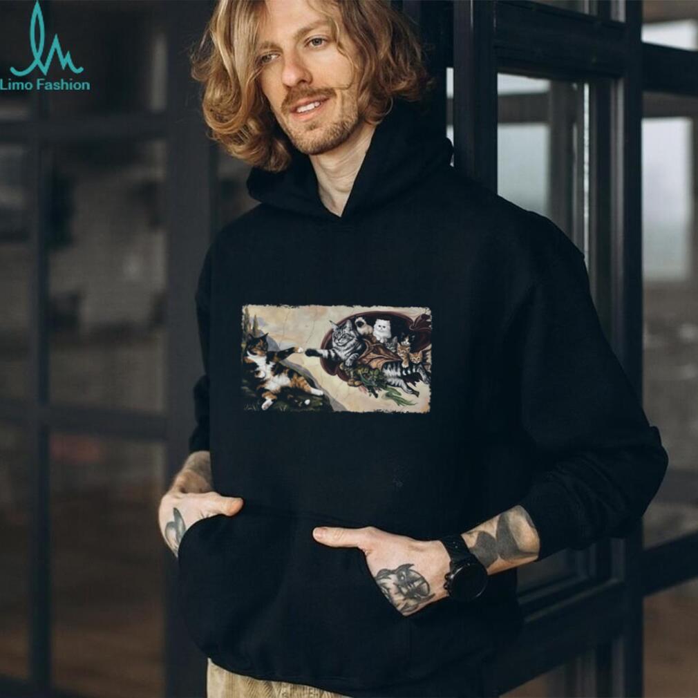 The Creation of Adam Cats Parody Renaissance Art T Shirt