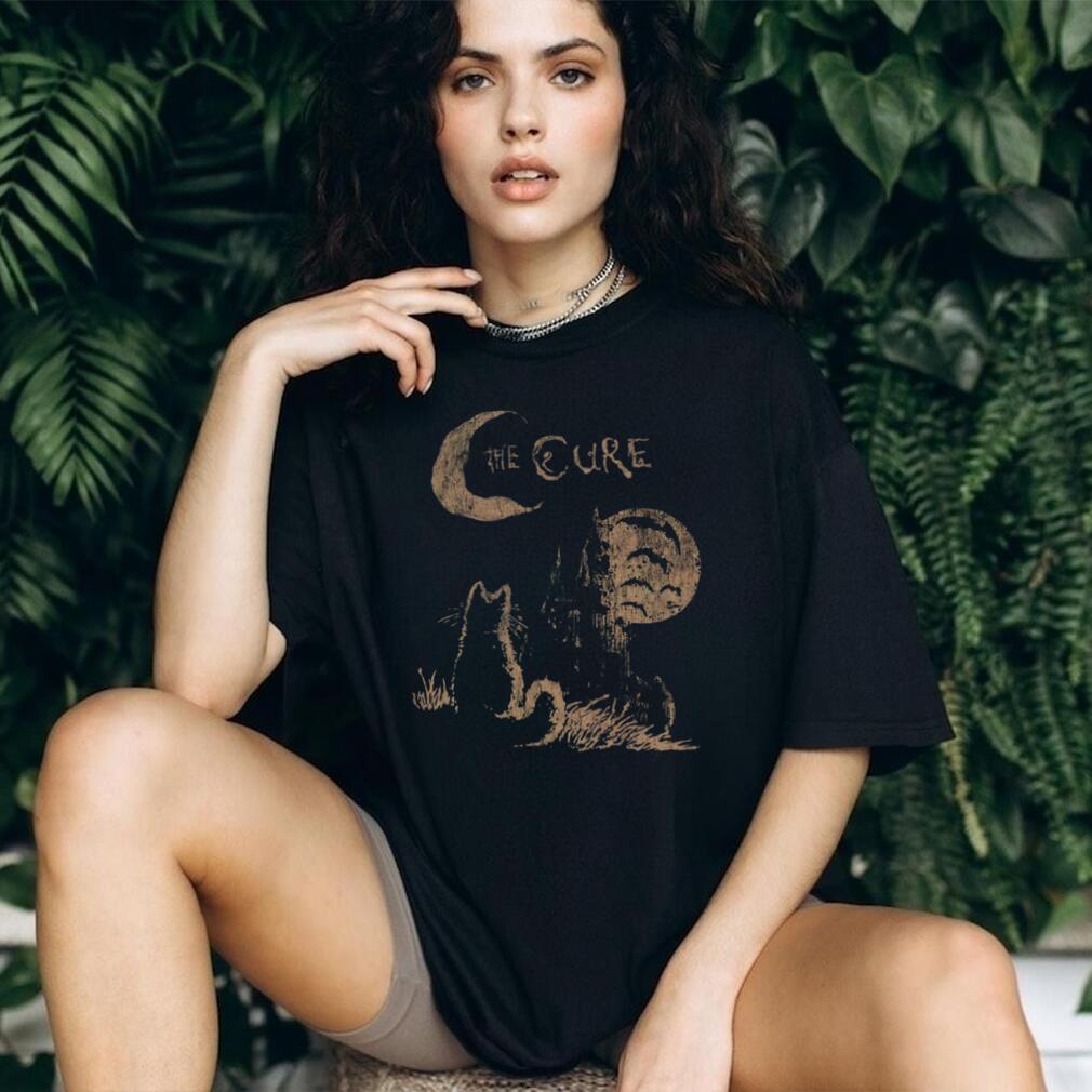 The Cure Gothic Rock Band Silhouette Cat Vintage Retro Style Fans Shirt
