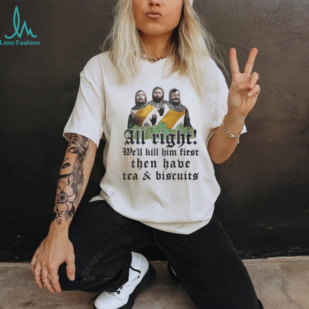 Three Headed Knight Tea and Biscuits Monty Python Quote T Shirt