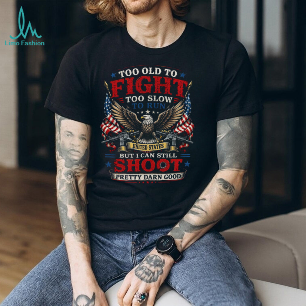 Too Old To Fight Veteran Patriotic Eagle Graphic T Shirt
