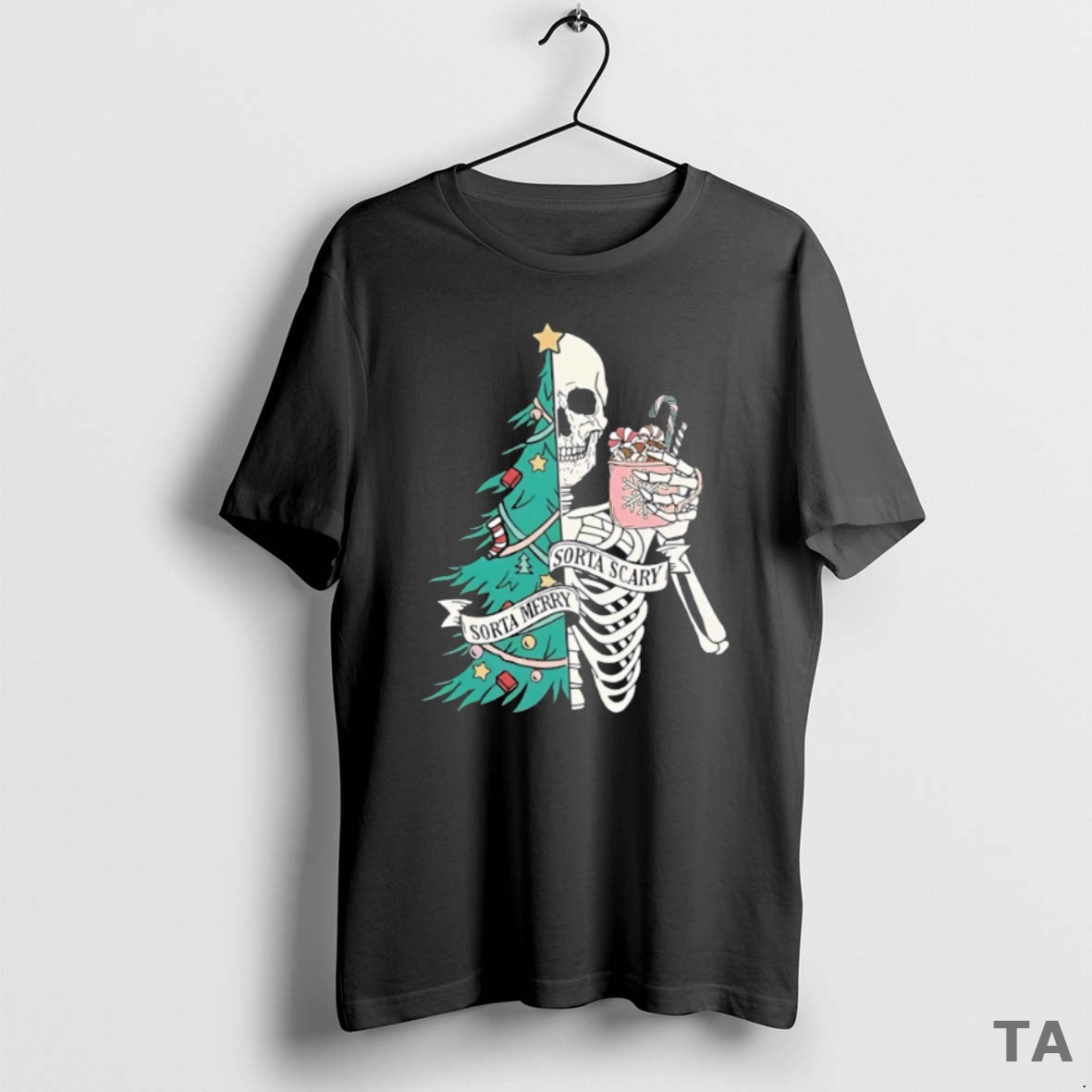 Top Sorta Merry Sorta Scary Skeleton Xmas T-Shirts