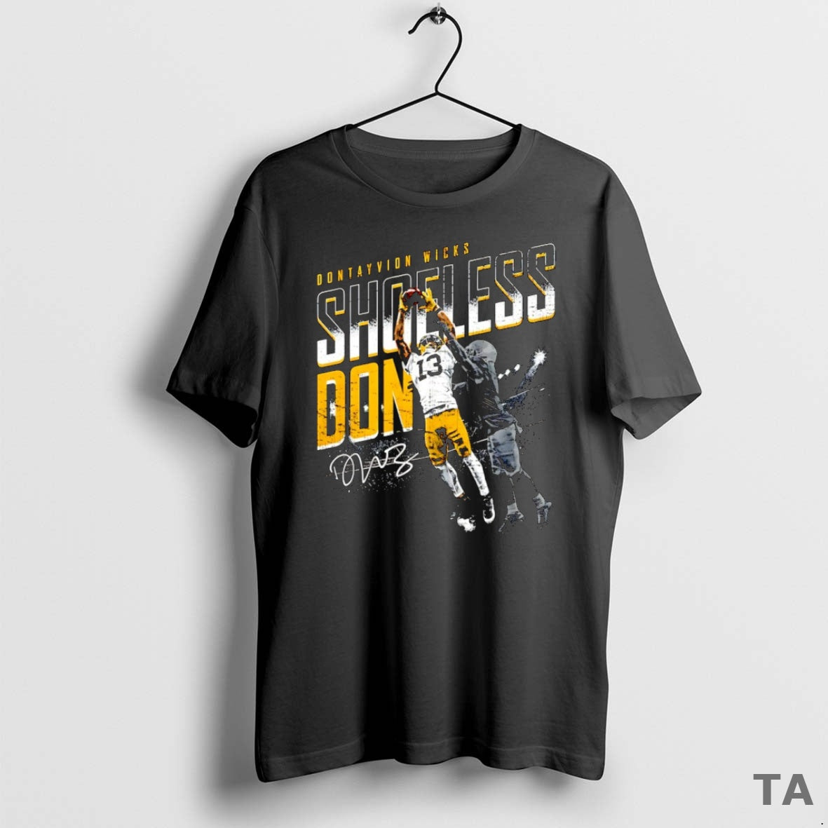 Top Dontayvion Wicks Green Bay Packers Shoeless Catch Signature T-Shirts