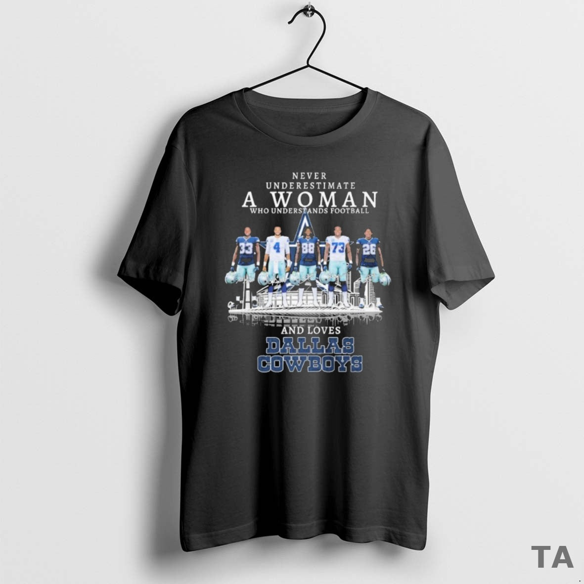Top Never Underestimate Woman Who Understands Football Loves Dallas Cowboys Signatures Players T-Shirts
