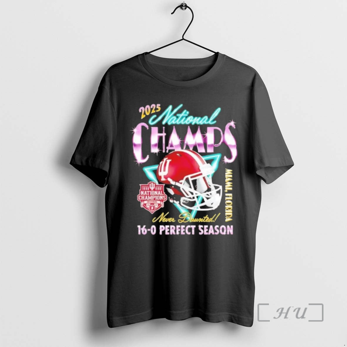 Trending Indiana Football 2025 National Champs Helmet 16 0 Perfect Season T-Shirts