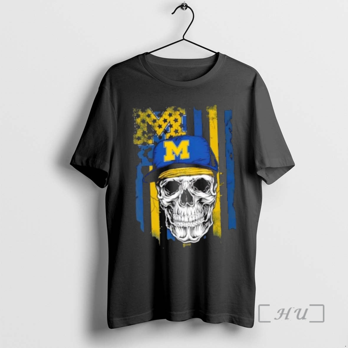 Trending Skull Wearing Cap Michigan Wolverines Us Flag T-Shirts