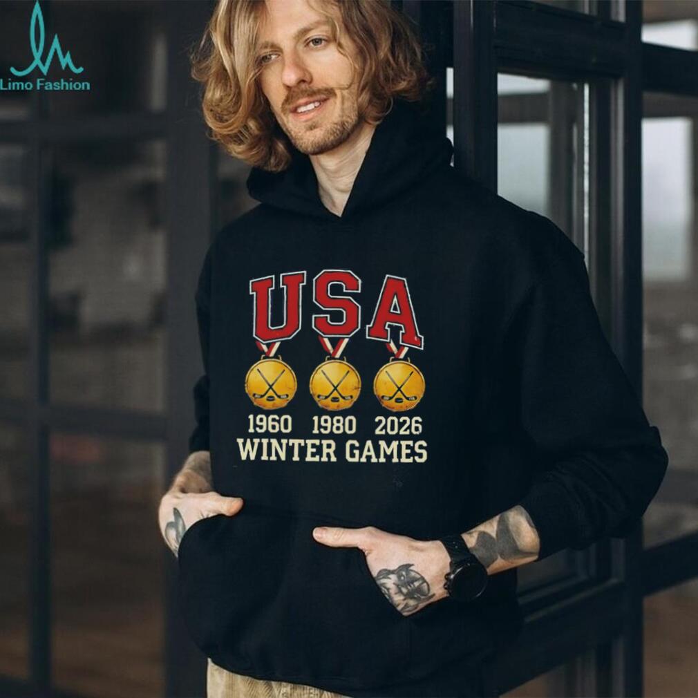 USA Winter Games Hockey Gold Medal 1960 1980 2026 Vintage T Shirt