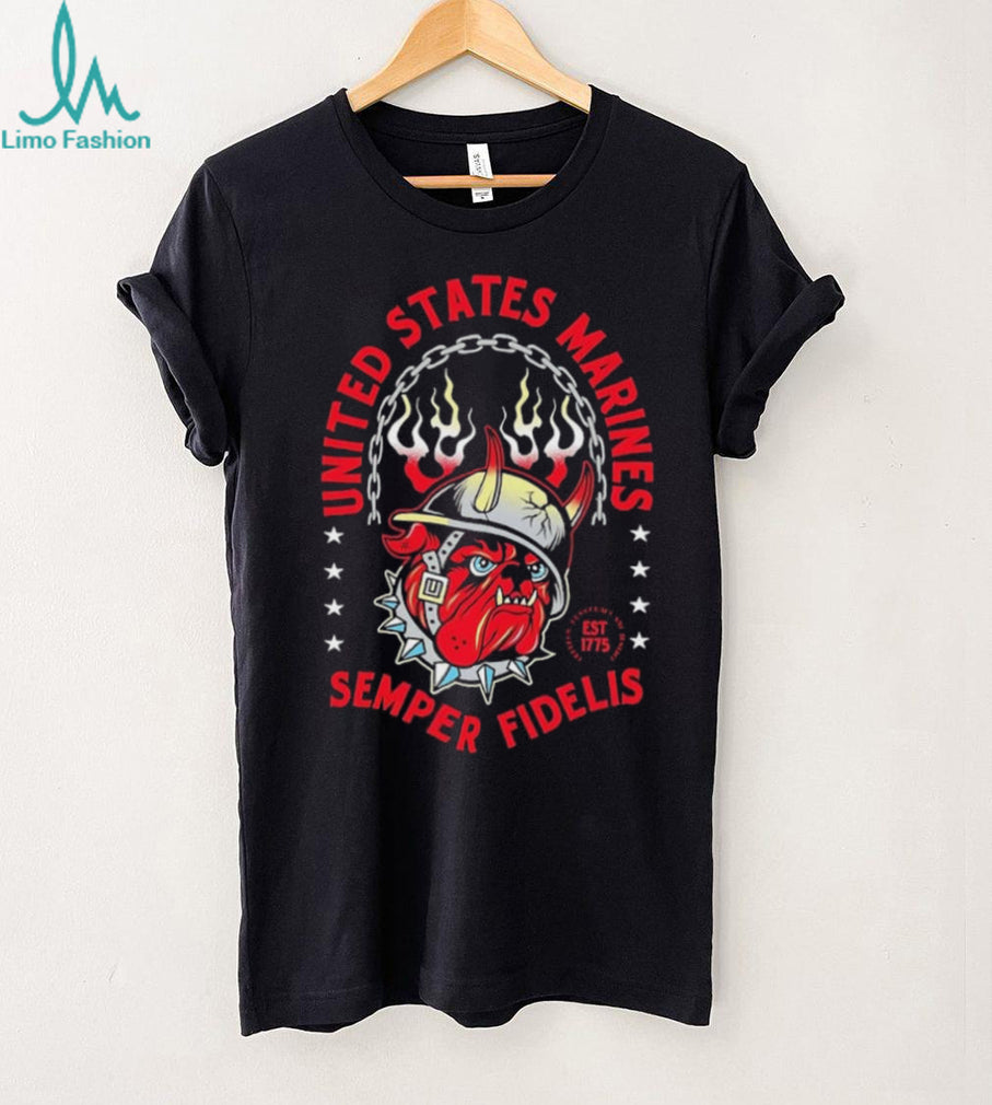 United States Marines Semper Fidelis Bulldog Helmet shirt