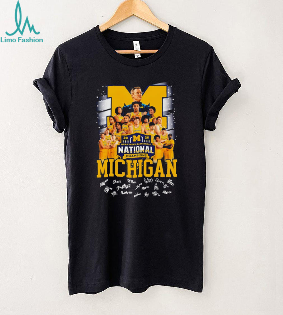 University of Michigan 2026 National Basketball Champions Roster Signature T Shirt