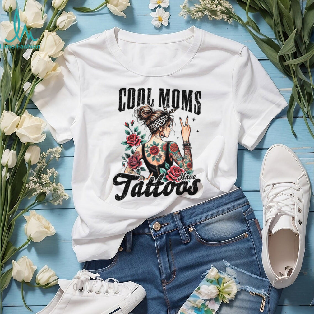 Cool Moms Have Tattoos Rocker Mom Leopard Bandana Tattooed Graphic Tee