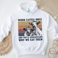Vintage Sunset Work Cattle Once Farmers Funny Cow T Shirt