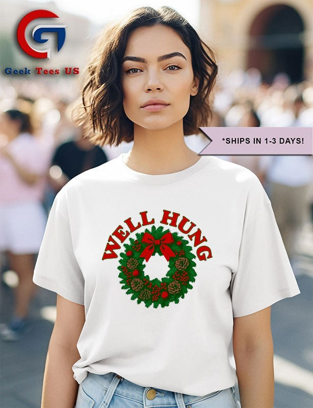 Well Hung Christmas wreath shirt Unisex , , , Long Sleeve Tee