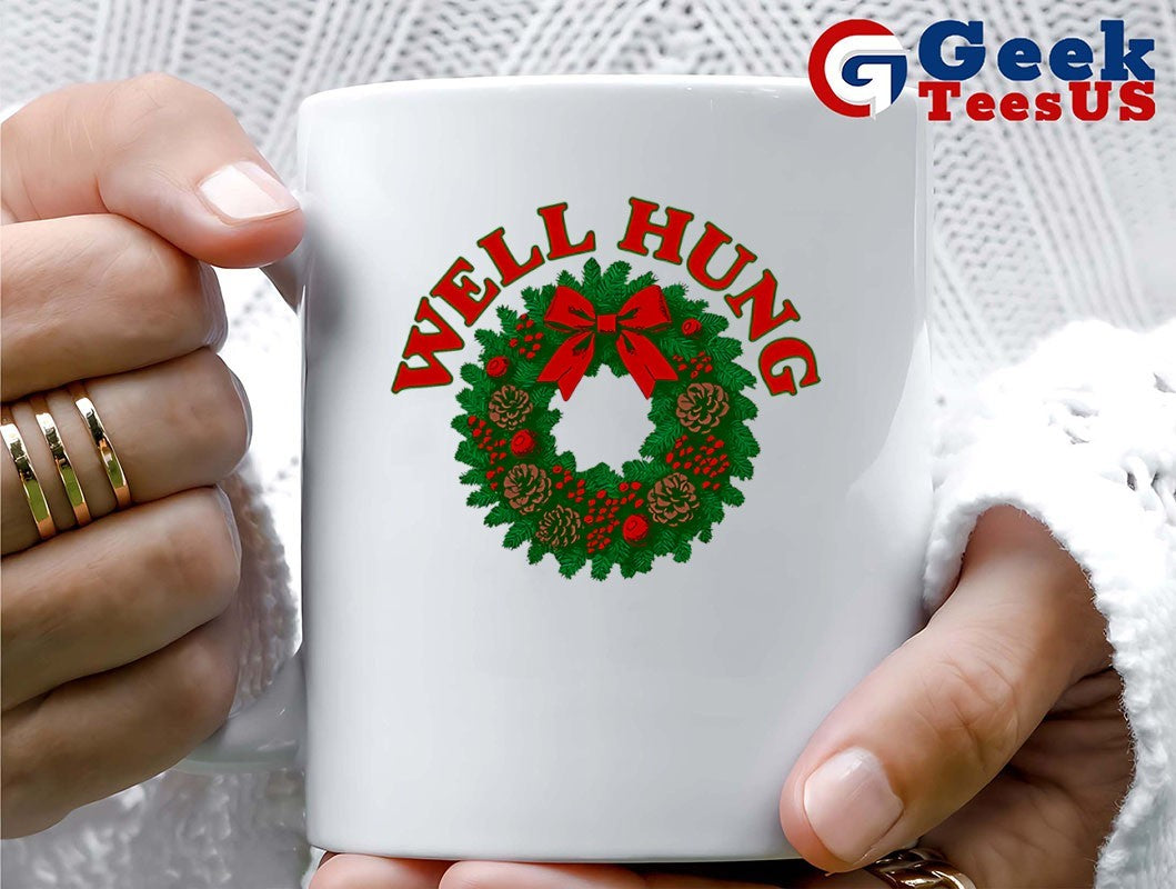 Well Hung Christmas wreath shirt Unisex , , , Long Sleeve Tee