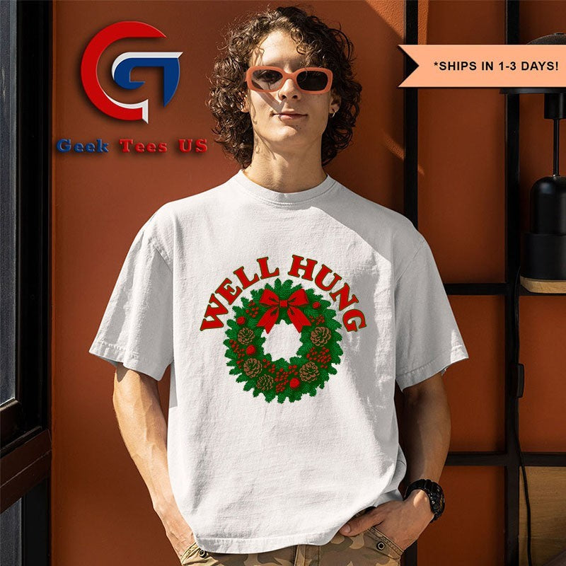 Well Hung Christmas wreath shirt Unisex , , , Long Sleeve Tee