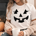 Pumpkin Face with Eyelashes Bella Canvas Tee Unisex , , , Long Sleeve Tee