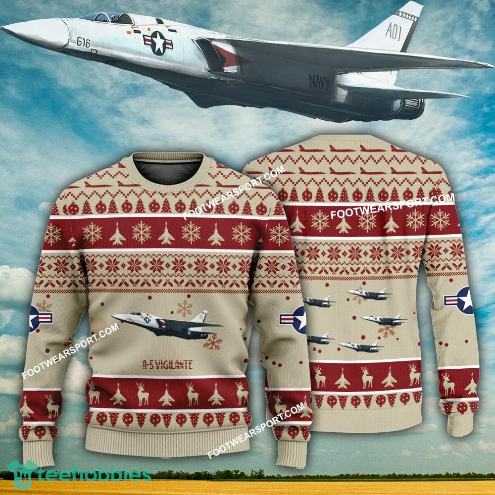 Aircraft Design A-5 Vigilante A5 Ugly Christmas US Navy 3D Sweater Gift Veteran