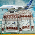 Aircraft Design Airbus A380 Ugly Christmas 3D Sweater Gift Veteran