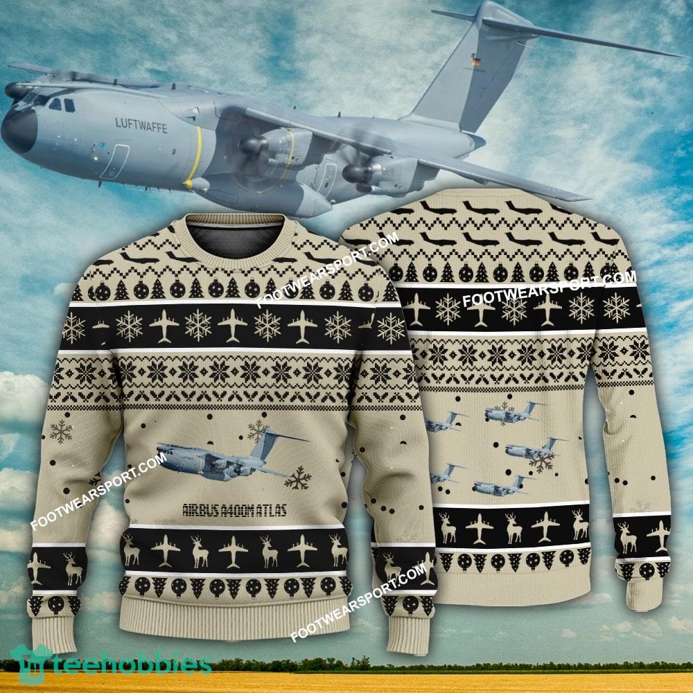 Aircraft Design Airbus A400M Atlas Ugly Christmas 3D Sweater Gift Veteran