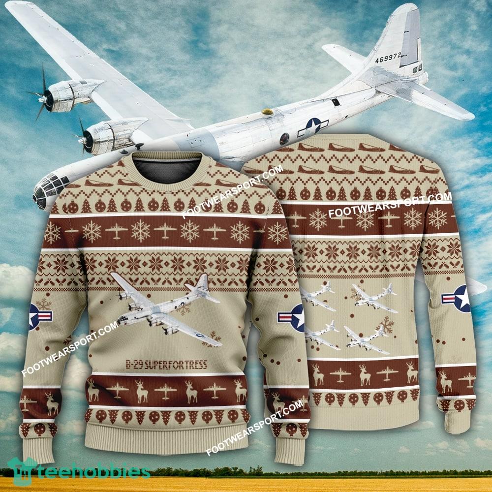 Aircraft Design B-29 Superfortress B29 Ugly Christmas US Air Force 3D Sweater Gift Veteran