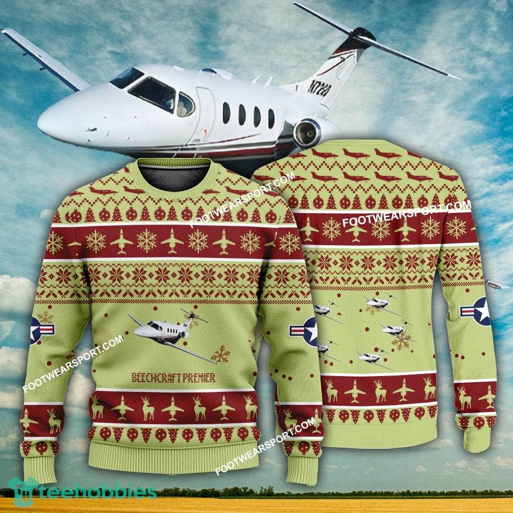 Aircraft Design Beechcraft Premier Ugly Christmas 3D Sweater Gift Veteran