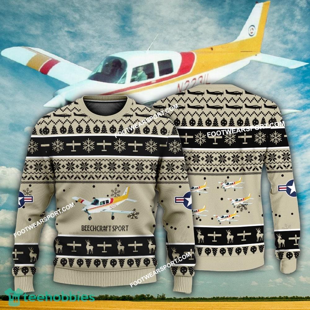 Aircraft Design Beechcraft Sport Ugly Christmas 3D Sweater Gift Veteran