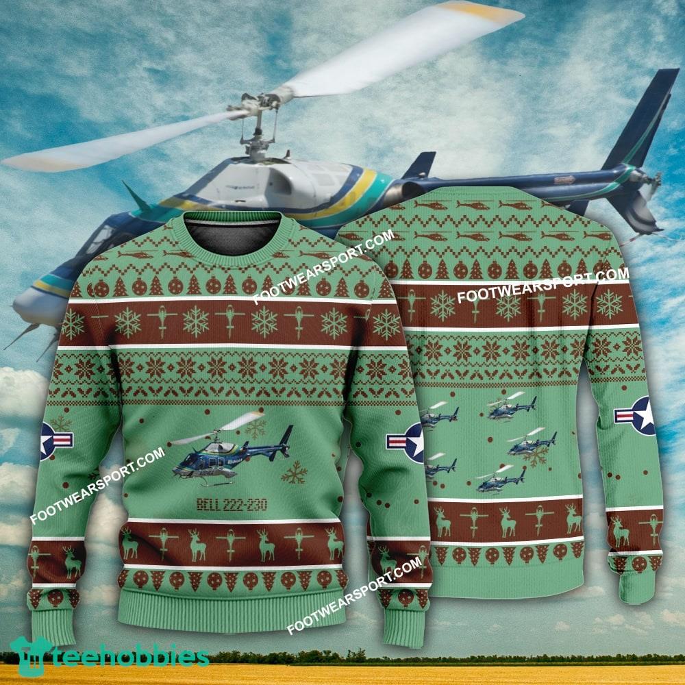 Aircraft Design Bell 222 230 Ugly Christmas 3D Sweater Gift Veteran