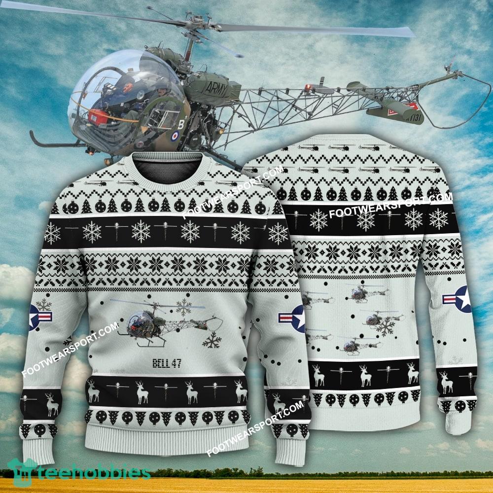 Aircraft Design Bell 47 Ugly Christmas US Army 3D Sweater Gift Veteran