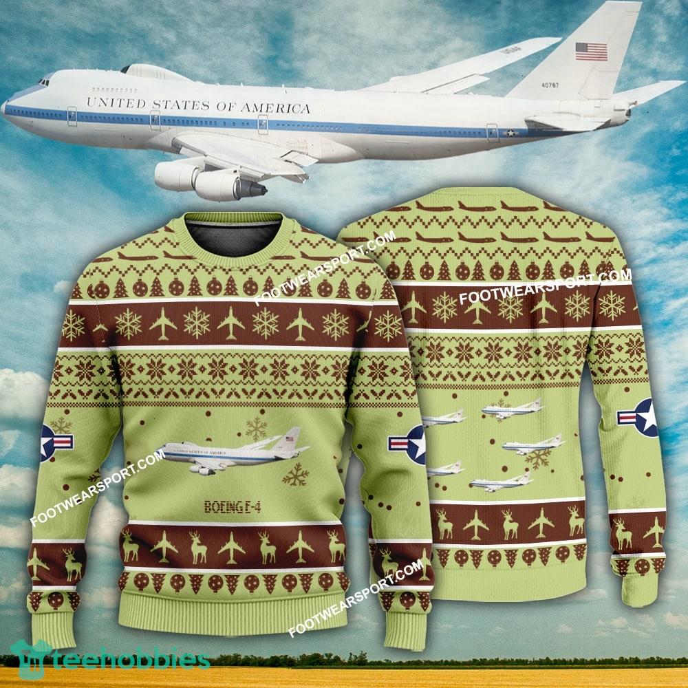 Aircraft Design Boeing E-4 E4 Ugly Christmas US Air Force 3D Sweater Gift Veteran