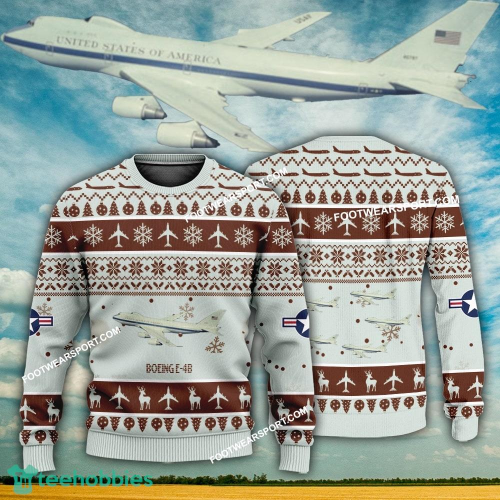 Aircraft Design Boeing E-4B E4B Ugly Christmas 3D Sweater Gift Veteran