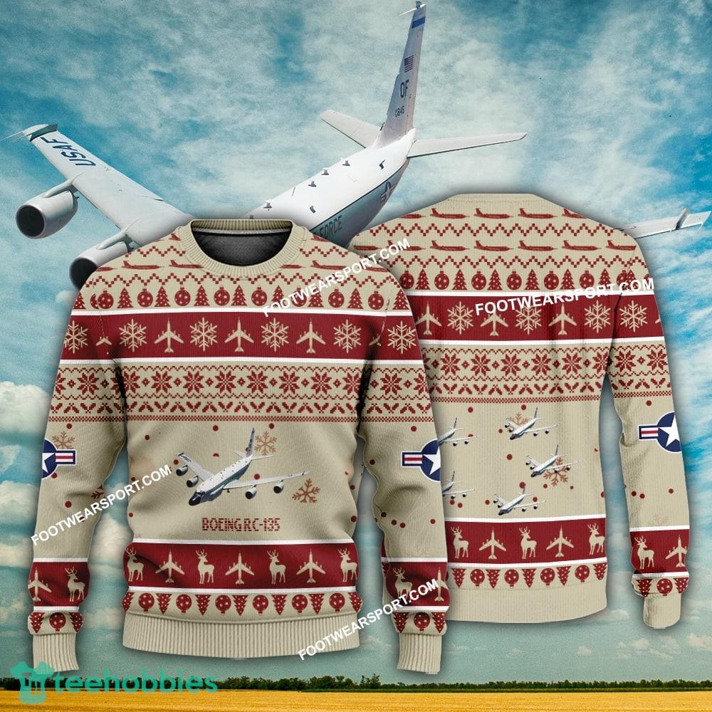 Aircraft Design Boeing RC-135 RC135 Ugly Christmas US Air Force 3D Sweater Gift Veteran