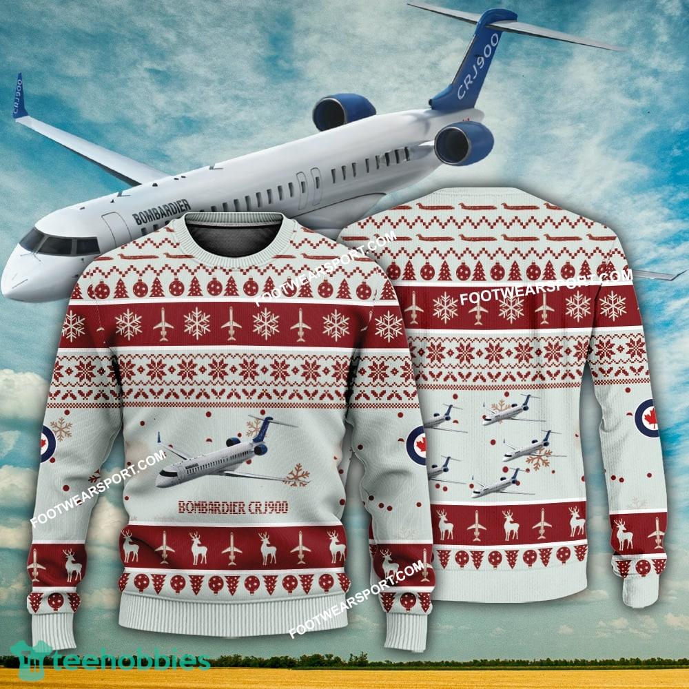 Aircraft Design Bombardier CRJ900 Ugly Christmas 3D Sweater Gift Veteran
