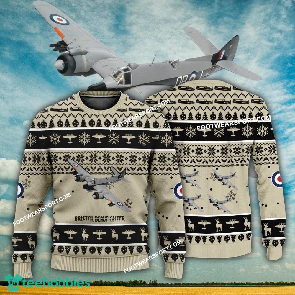 Aircraft Design Bristol Beaufighter Ugly Christmas 3D Sweater Gift Veteran