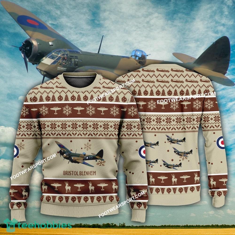 Aircraft Design Bristol Blenheim Ugly Christmas 3D Sweater Gift Veteran