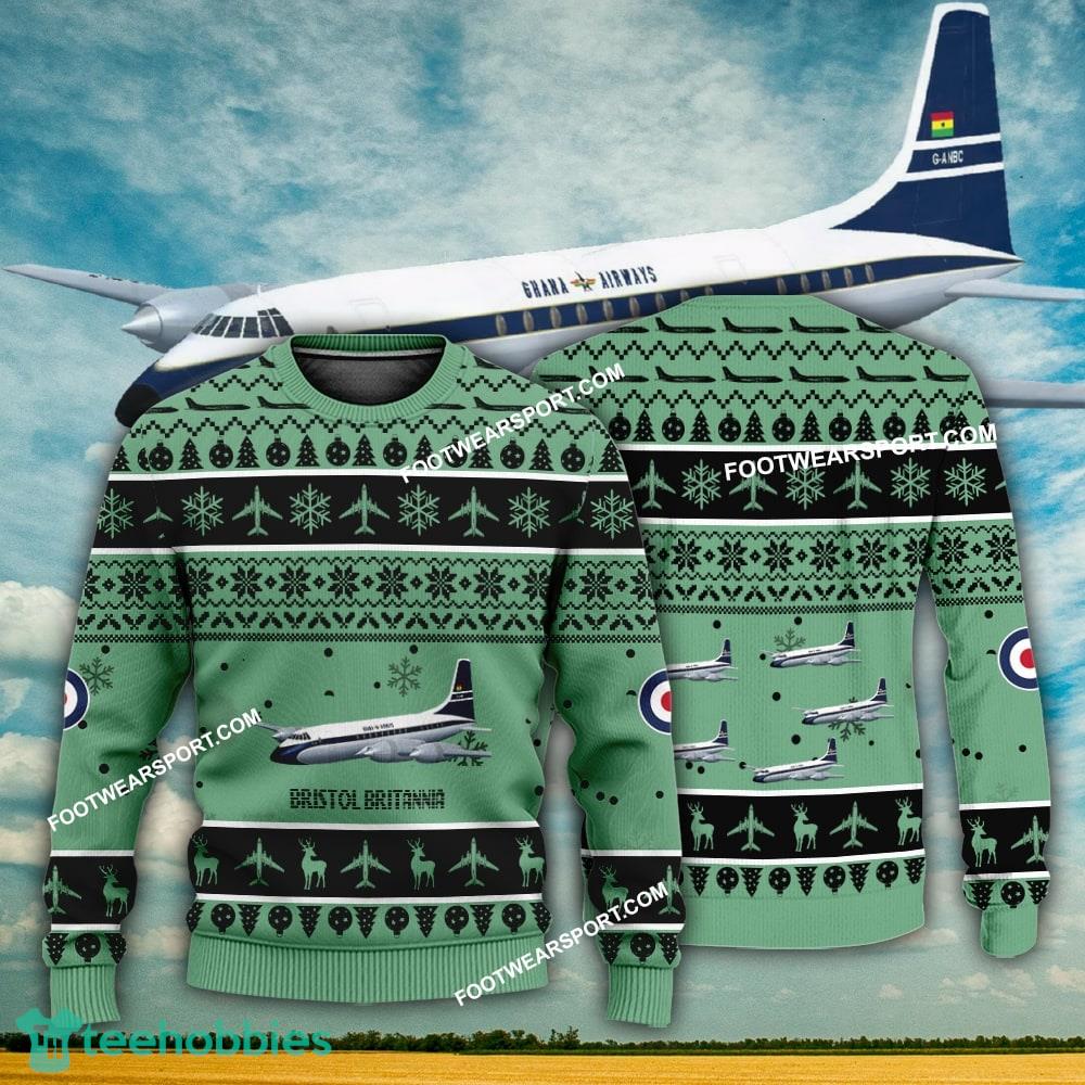 Aircraft Design Bristol Britannia Ugly Christmas 3D Sweater Gift Veteran