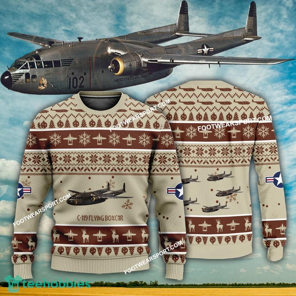 Aircraft Design C-119 Flying Boxcar C119 Ugly Christmas US Air Force 3D Sweater Gift Veteran