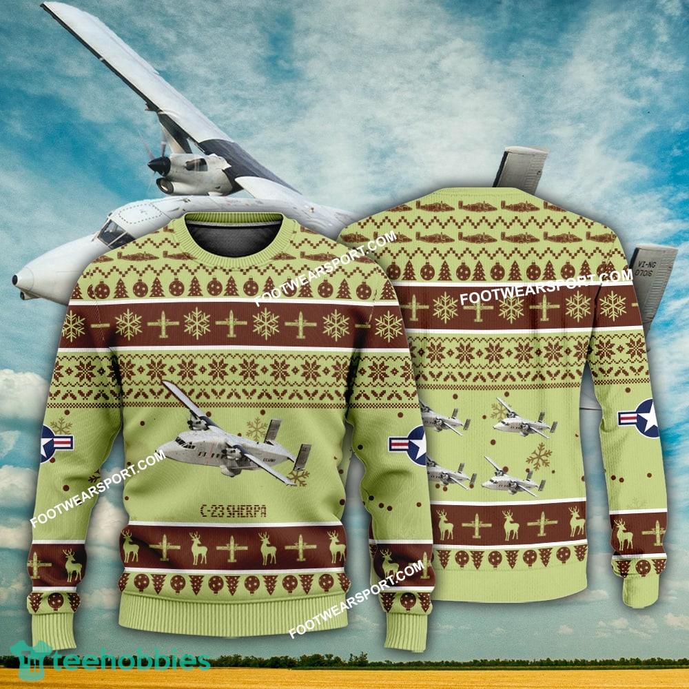 Aircraft Design C-23 Sherpa C23 Ugly Christmas US Army 3D Sweater Gift Veteran