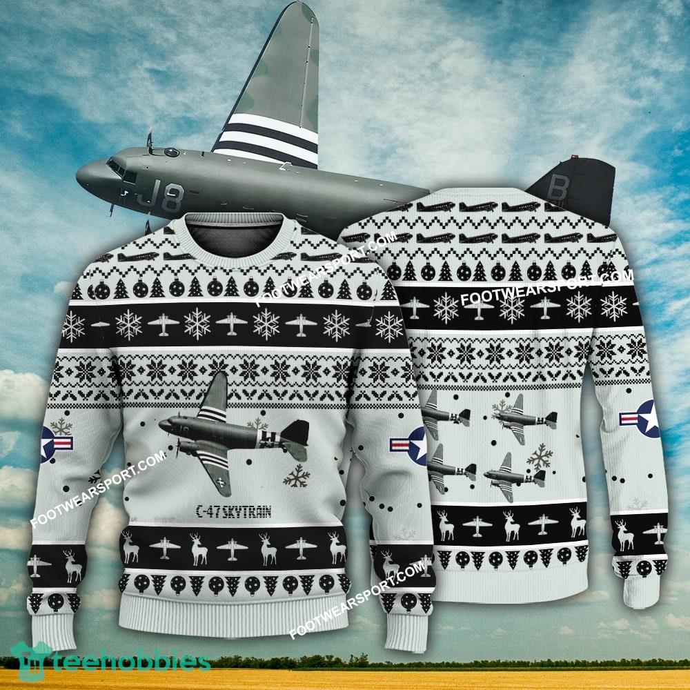 Aircraft Design C-47 Skytrain C47 Ugly Christmas US Army 3D Sweater Gift Veteran