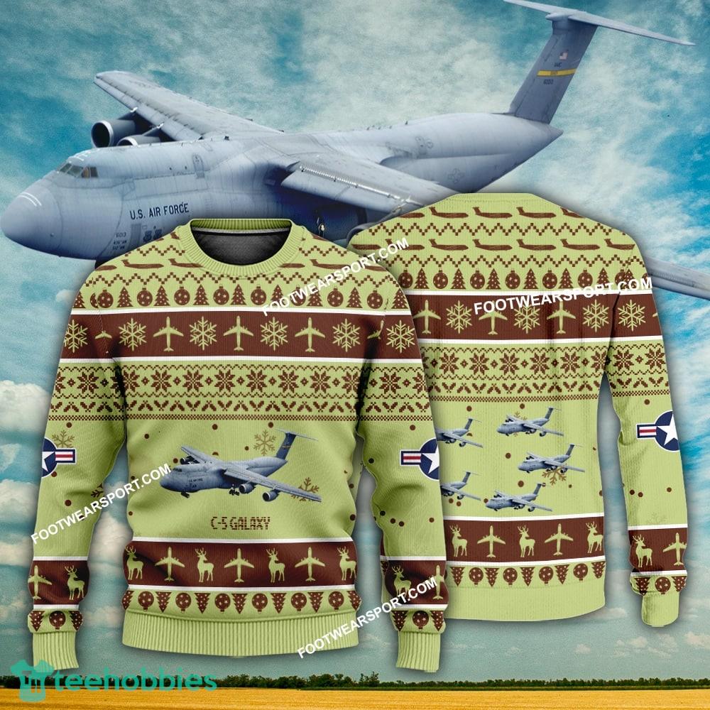 Aircraft Design C-5 Galaxy C5 Ugly Christmas US Air Force 3D Sweater Gift Veteran