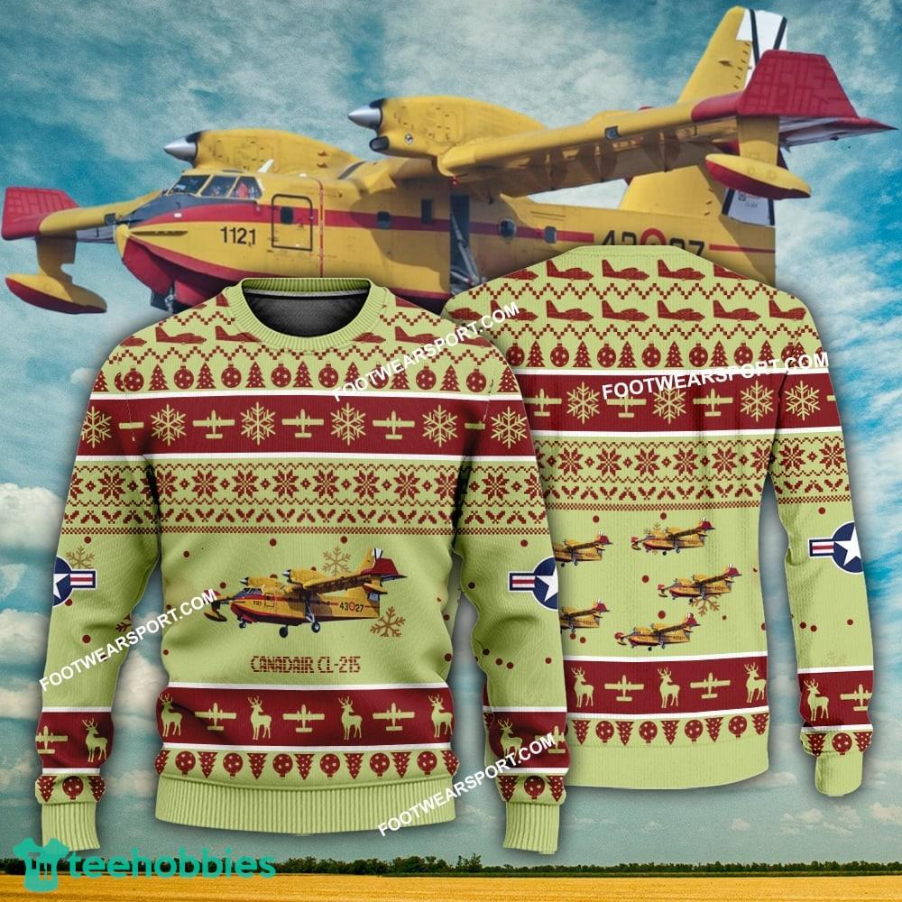 Aircraft Design Canadair CL-215 CL215 Ugly Christmas 3D Sweater Gift Veteran