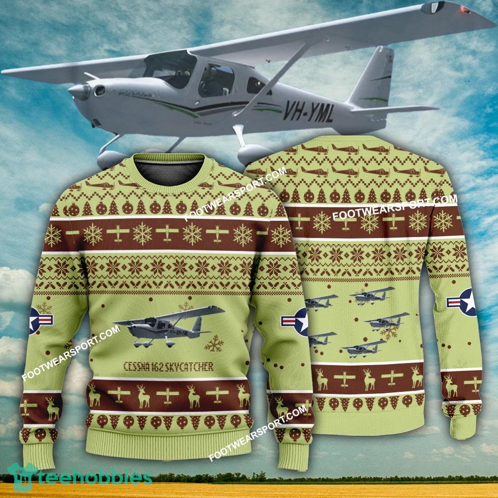 Aircraft Design Cessna 162 Skycatcher Ugly Christmas 3D Sweater Gift Veteran