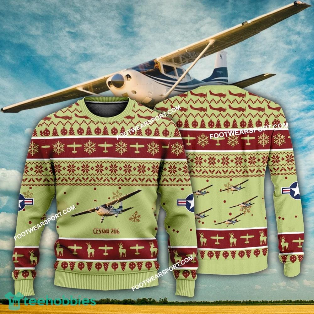 Aircraft Design Cessna 206 Ugly Christmas 3D Sweater Gift Veteran