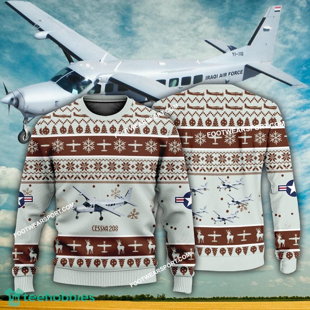 Aircraft Design Cessna 208 Ugly Christmas 3D Sweater Gift Veteran