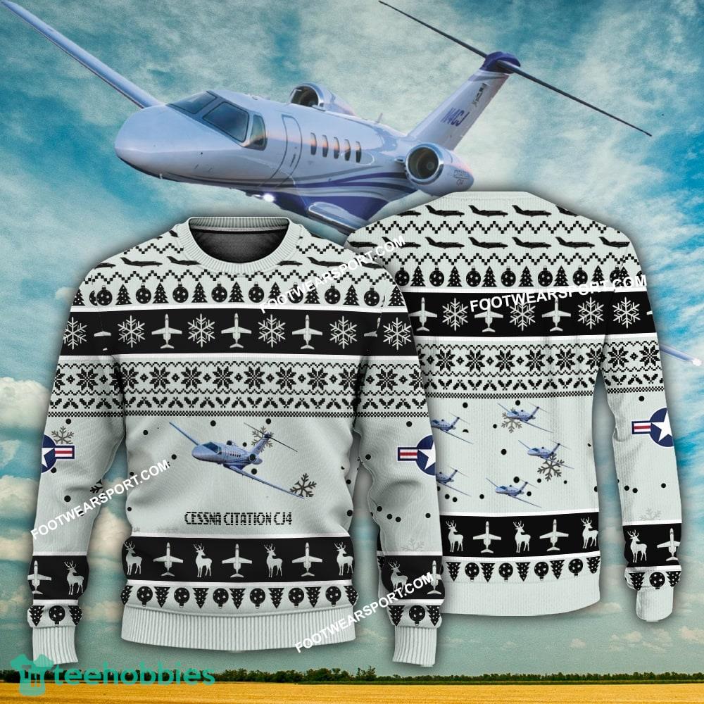 Aircraft Design Cessna Citation CJ4 Ugly Christmas 3D Sweater Gift Veteran
