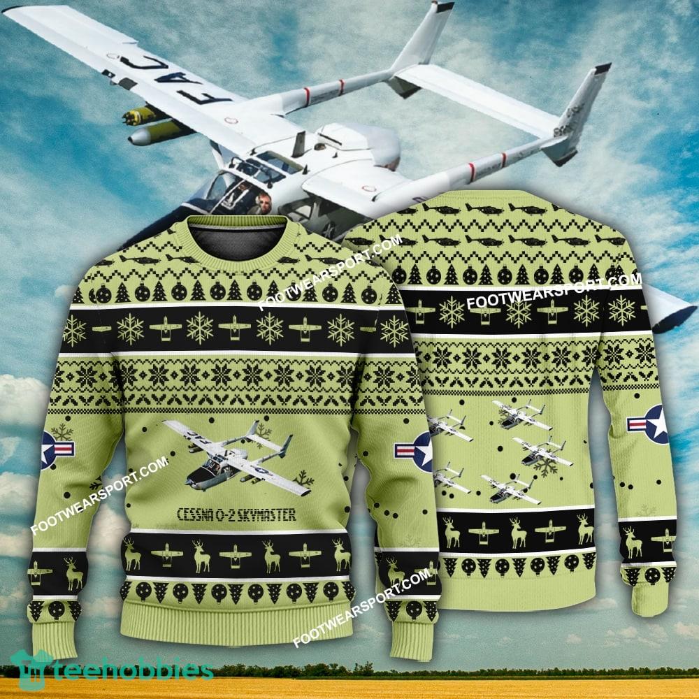 Aircraft Design Cessna O-2 Skymaster O2 Ugly Christmas 3D Sweater Gift Veteran